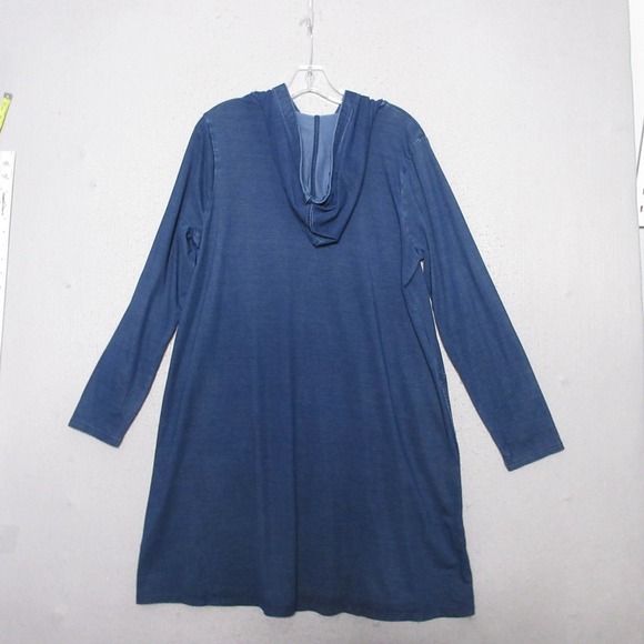 J Jill Pure Jill Indigo Dress Medium Blue Hood Coastal Comfort Beachy Pockets - Picture 2 of 9